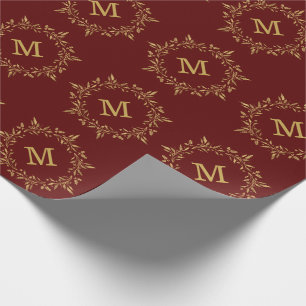 Papier Cadeau Monogramme de coutume de Noël de guirlande de hou