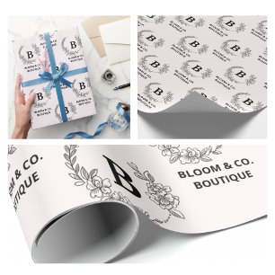 Papier Cadeau Monogramme de l'entreprise à couronne florale élég