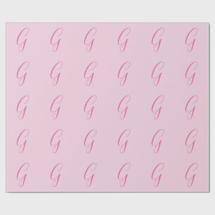 Papier Cadeau Monogramme de lettre initiale rose clair chic simp