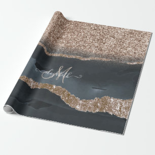 Papier Cadeau Monogramme de marbre de Parties scintillant modern
