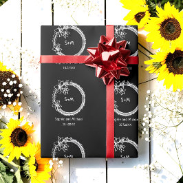 Papier Cadeau Monogramme de mariage noir et blanc