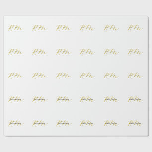Papier Cadeau Monogramme de nom moderne de couleur or unique exc