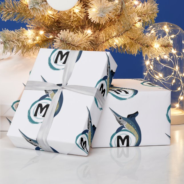 Papier Cadeau Monogramme de saut d'espadon (Vacances)