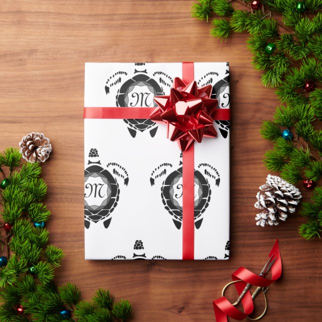 Papier Cadeau Monogramme de shellback de tortue diamant (Cadeau de vacances)