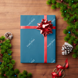Papier Cadeau Monogramme élégant | Bleu océan
