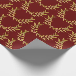 Papier Cadeau Monogramme Feuille d'or rouge Élégant Mariage chic