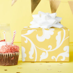 Papier Cadeau Monogramme floral jaune girly élégant de motif