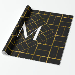 Papier Cadeau Monogramme géométrique élégant de motif d'art