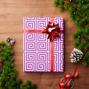 Papier Cadeau Monogramme géométrique principal grec pourpre chic