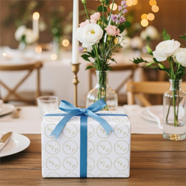 Papier Cadeau Monogramme Gold et Whtie Bride et Groom (Créateur téléchargé)