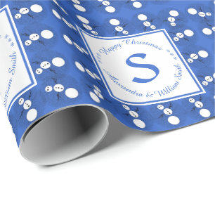 Papier Cadeau Monogramme idiot de Noël d'amusement de bonhomme