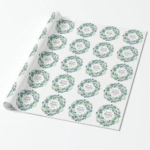 Papier Cadeau Monogramme Mariage de la couronne de feuillage Euc
