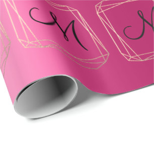 Papier Cadeau Monogramme Mariage rose Gold Diamond Frame