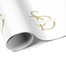 Papier Cadeau Monogramme Mariage Simple Personnalisé Avec Nom