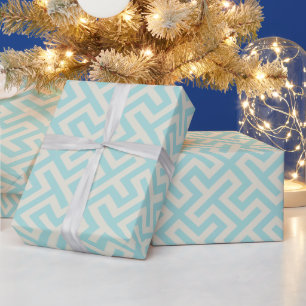 Papier Cadeau Monogramme motif géométrique clé turquoise moderne