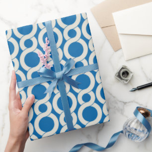 Papier Cadeau Monogramme motif interversible bleu chic