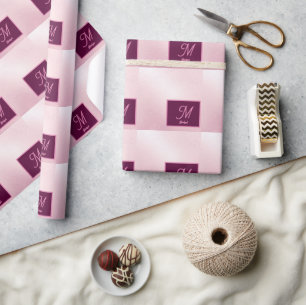 Papier Cadeau Monogramme ombré girlie rose féminin doux et scint