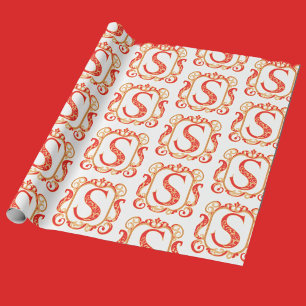 Papier Cadeau Monogramme ornemental antique - capital S