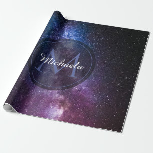 Papier Cadeau Monogramme personnalisable à voie lactée