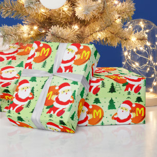 Papier Cadeau monogramme personnalisé Le Père Noël vous livre un