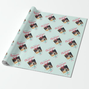 Papier Cadeau Monogramme Photos de Noël, élégante, famille perso