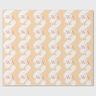 Papier Cadeau Monogramme rétro gras blanc orange pêche pastel no