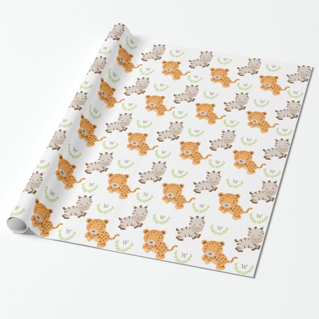 Papier Cadeau Monogramme | Sweet Safari (Déroulé)