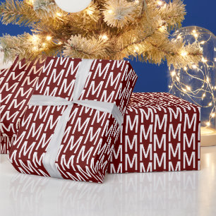 Papier Cadeau Monogramme vin de marron personnalisé motif initia