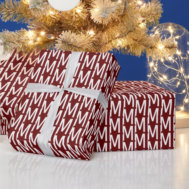 Papier Cadeau Monogramme vin de marron personnalisé motif initia (Vacances)