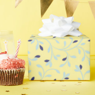 Papier Cadeau Monographie à motif floral jaune pastel mignon