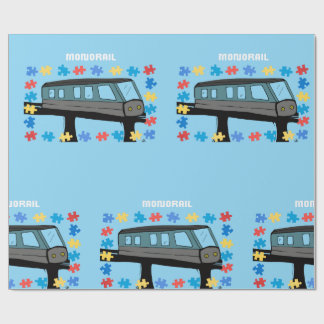 Papier Cadeau Monorail train car coaster autism puzzle