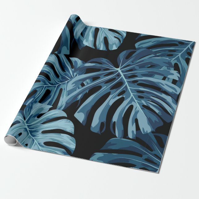 Papier Cadeau Monstera tropical plante / décoration d'usine (Déroulé)
