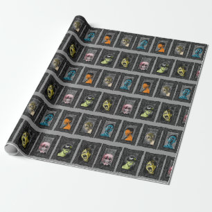 Papier Cadeau Monsters Portraits Déplaisants Illustrations Zombi