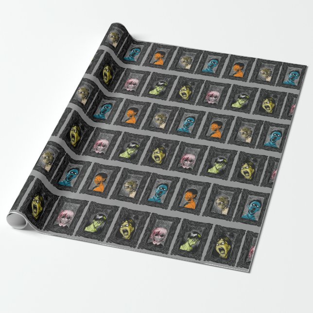 Papier Cadeau Monsters Portraits Déplaisants Illustrations Zombi (Déroulé)