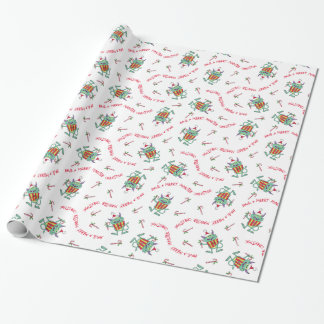 Papier Cadeau Monstre de Noël avec le cadeau