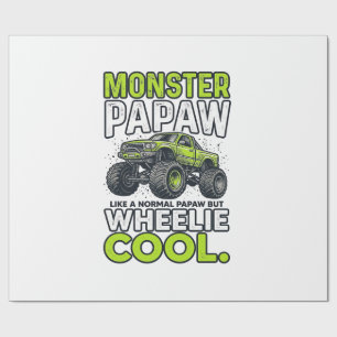 Papier Cadeau Monstre Papaw Roues Cool Drôle Monstre Camion Dési