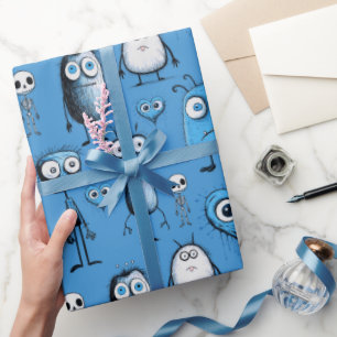 Papier Cadeau Monstres bleus