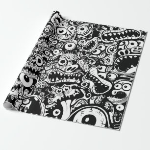 Papier Cadeau monstres motif laid abstrait effroi éffrayant dépl