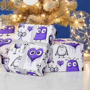 Papier Cadeau Monstres pourpres