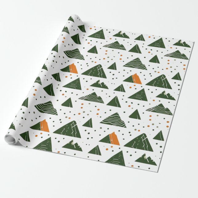 Papier Cadeau Montagne verte minimale (Déroulé)