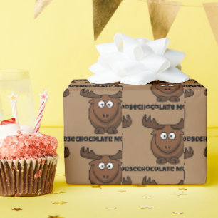 Papier Cadeau Moose au Chocolat Mignon,  Dessin Animé de Dessert