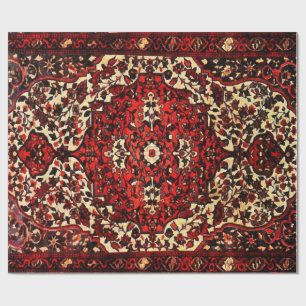 Papier Cadeau Moquette persane look rouge foncé et crème