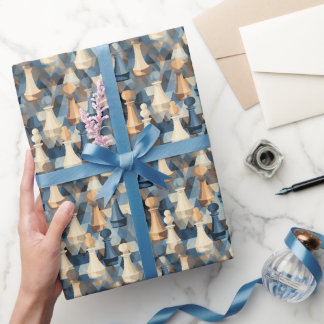 Papier Cadeau Morceaux d'échecs Moderne Minimaliste Géométrique 