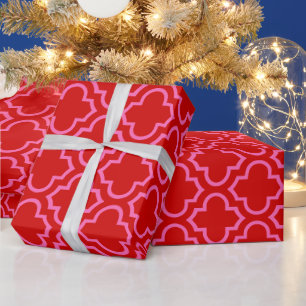 Papier Cadeau Moroccan Quatrefoil #6 Couleurs DIY Rouge Rose Cha