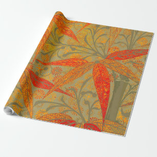 Papier Cadeau Morris & Co. Motif Bamboo Godwin Orange et Sauge