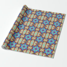 Papier Cadeau Mosaic Mandala bleu rose et jaune