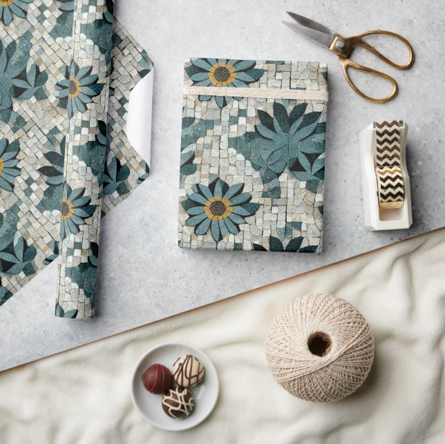 Papier Cadeau Mosaïque de pierre florale (Artisanat)