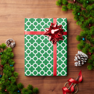 Papier Cadeau Mosaïque marocaine à quatre feuilles blanches sur 