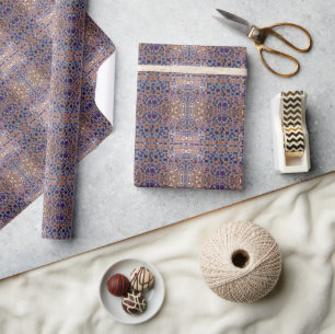 Papier Cadeau Mosaïque marocaine design d'inspiration bleu beige