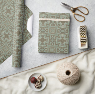 Papier Cadeau Mosaïque marocaine géométrique motif vert olive